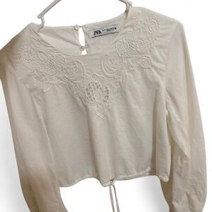 Zara Cream Embroidered Blouse